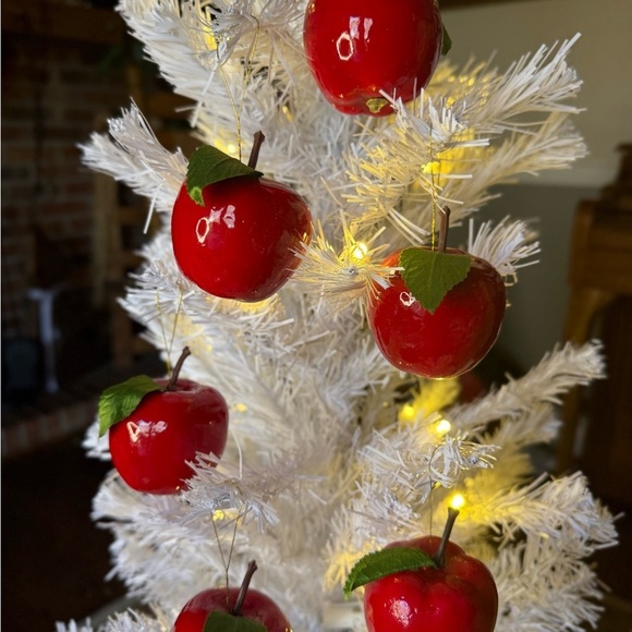 Vintage 1989 Festive Red Apple Ornaments Set of 6
